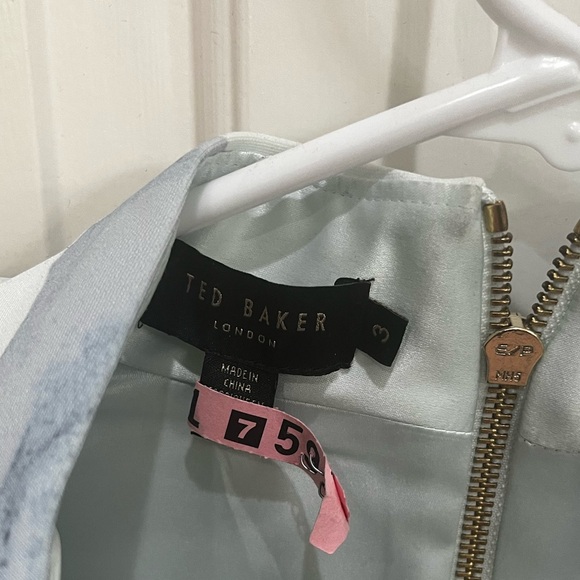 Ted Baker Green and Pink Sheath Dress Plunge Neckline - Picture 3 of 8